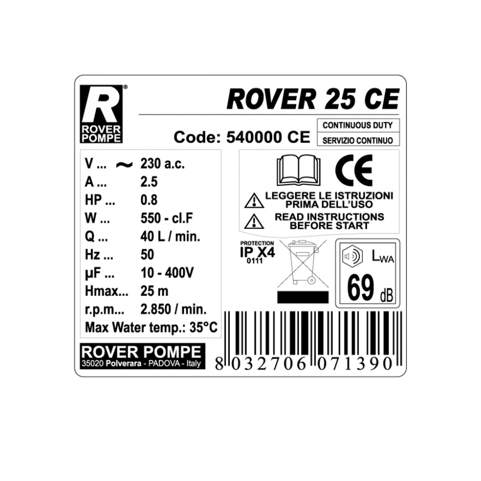 Elettropompa per travaso liquidi autodescante bisenso pompa in ottone 25 CE HP 0.8