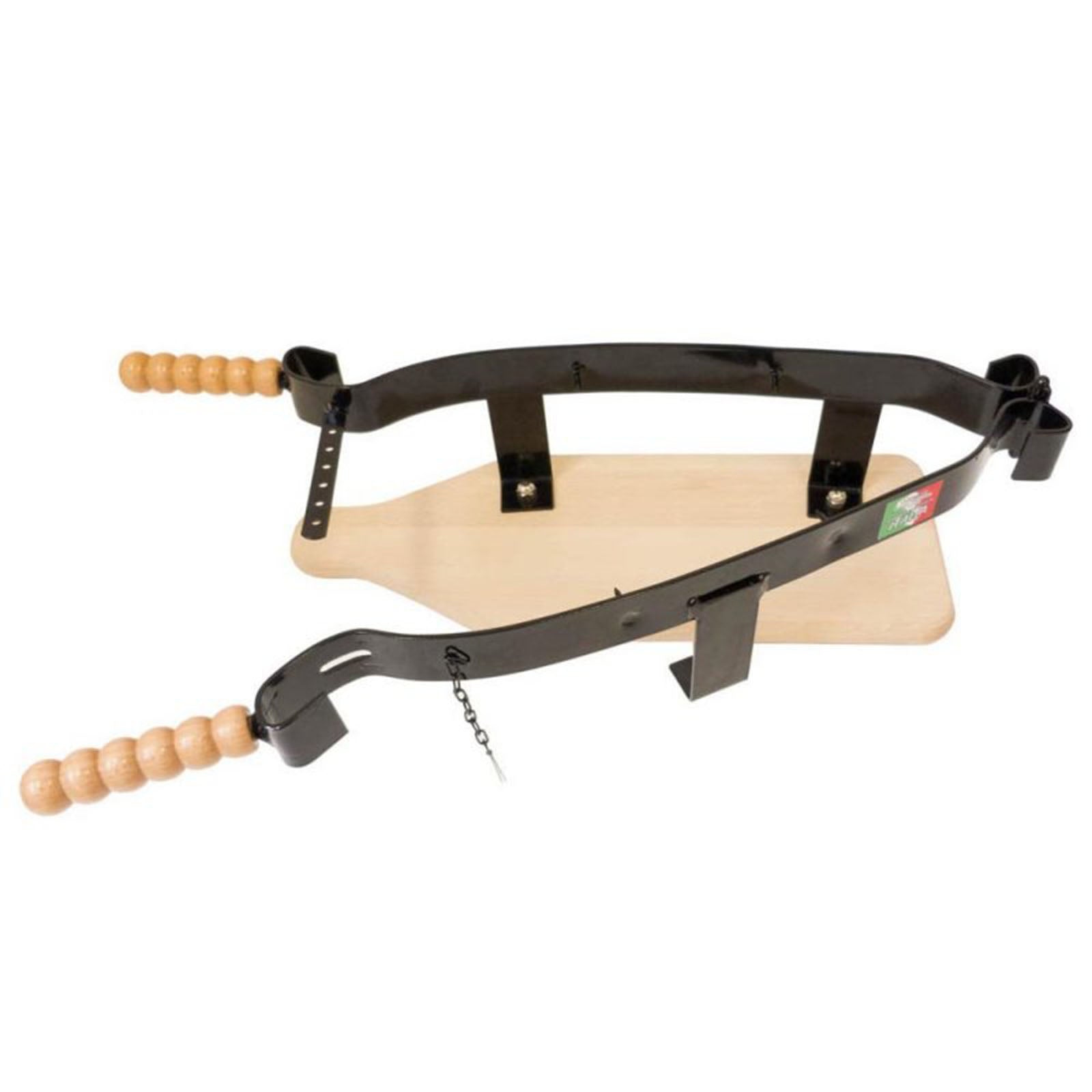 Morsa porta prosciutto in ferro con base in legno per tagliare a mano i salumi "Made in Italy"