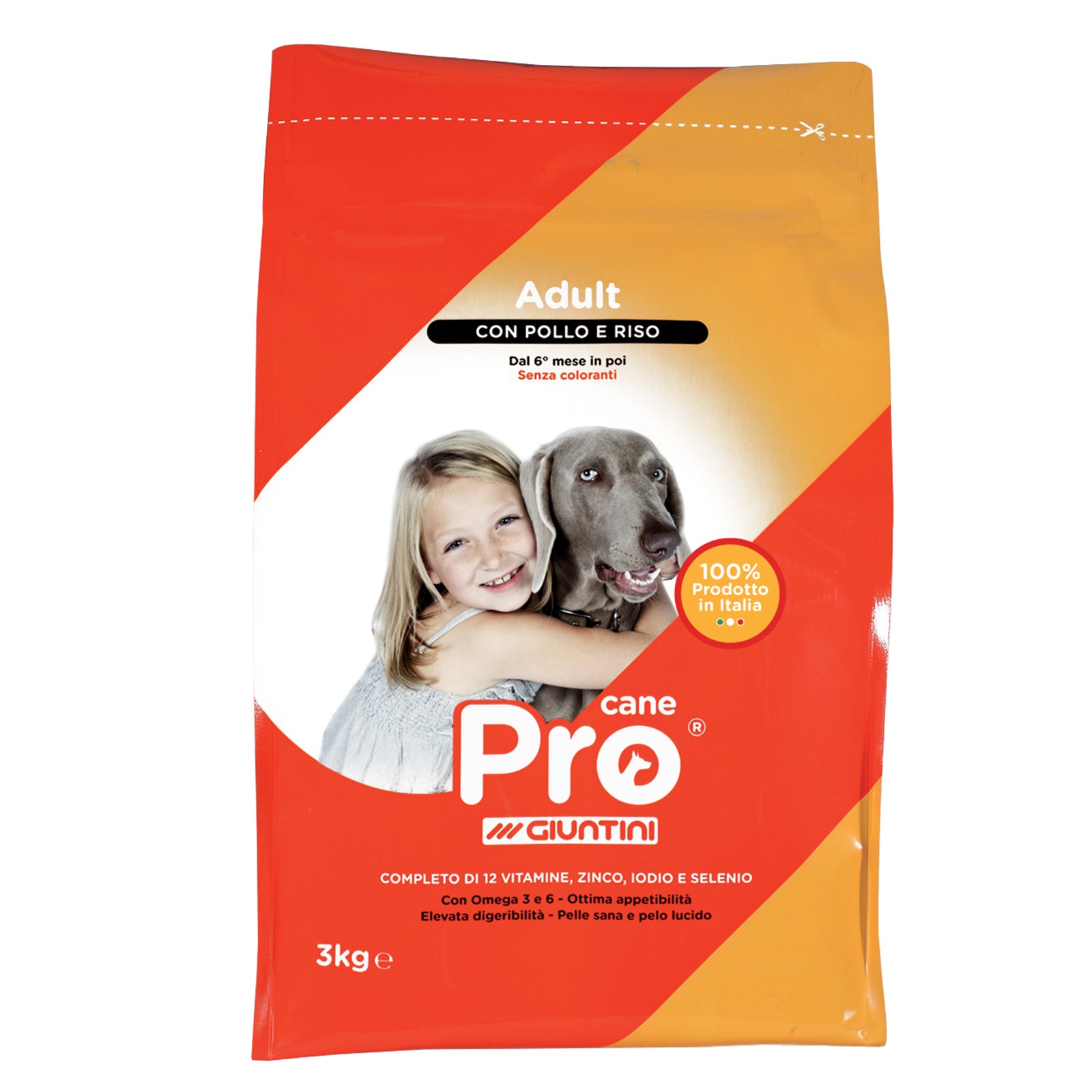 Crocchette Pro cane con Riso e Pollo 15 kg, per cani a pelo lucido, a base di carne e cereali