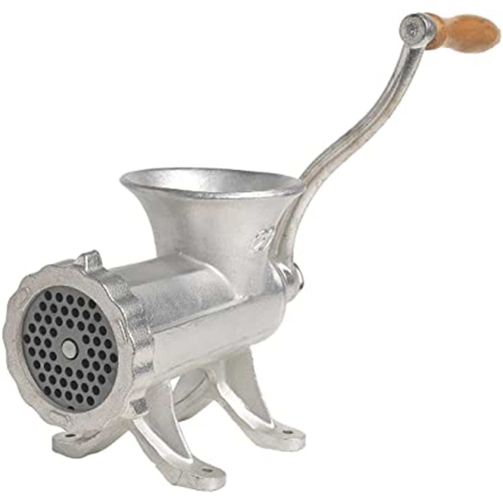 Tritacarne manuale da tavolo "Reber" con manovella in ghisa e pomello in legno