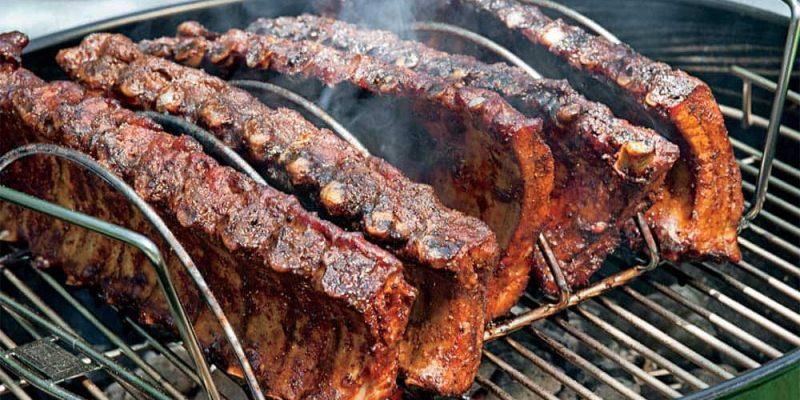 Supporto in acciaio inox per affumicatore costine e Ribs accessorio barbecue Weber