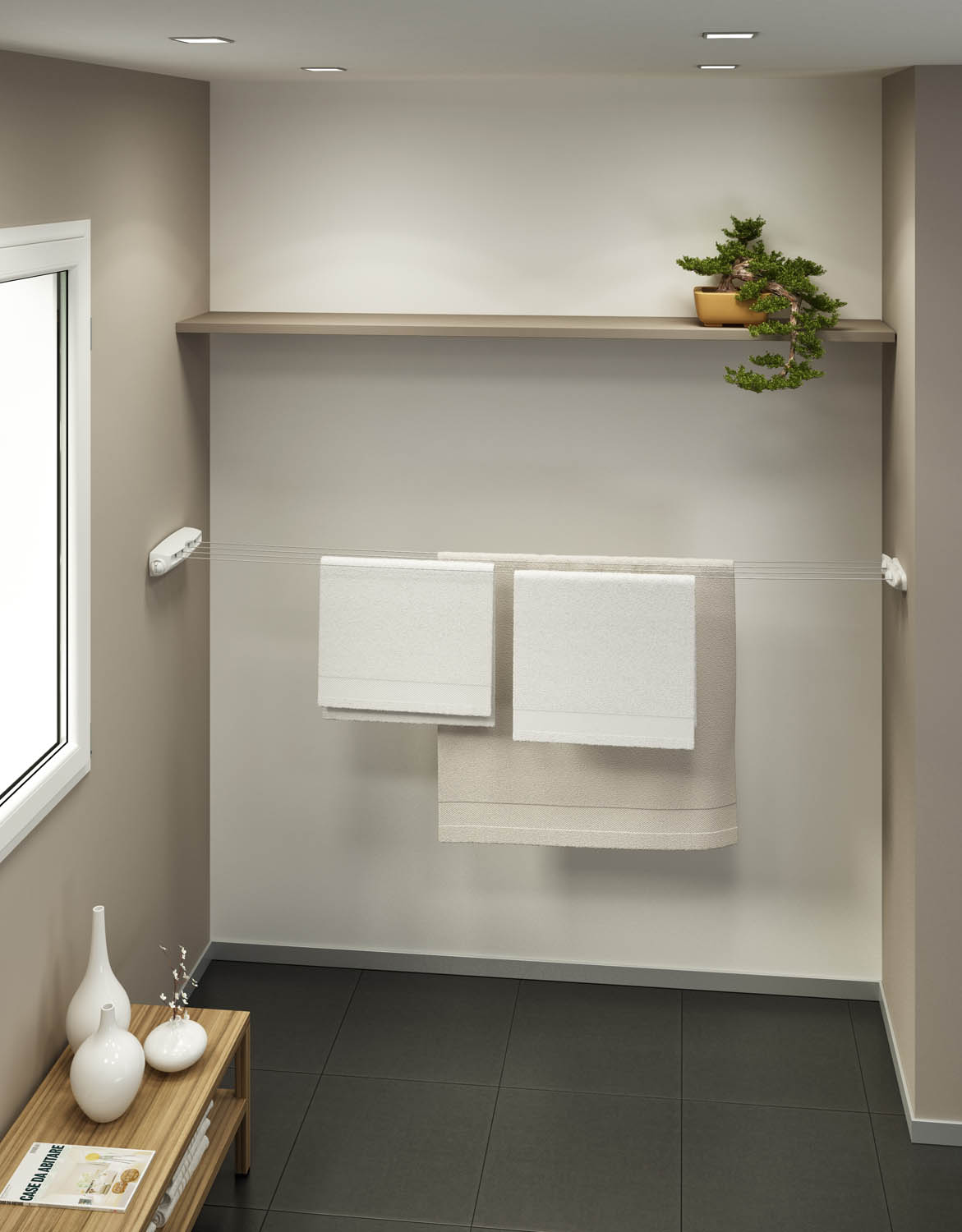 Stendibiancheria Gimi salvaspazio a scomparsa ROTOR in resina resistente 14 mt