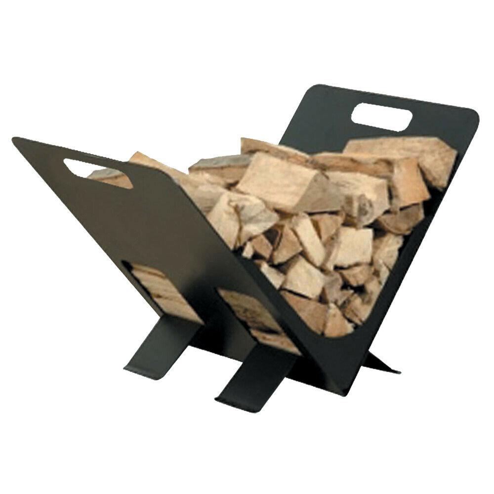 Porta legna in ferro battuto verniciato a polvere per stufa e camino 38 x 30 cm