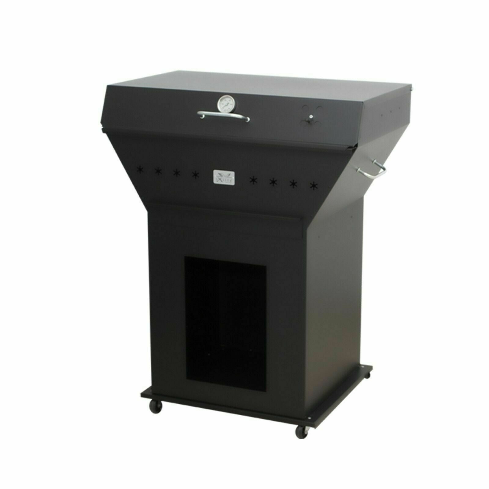 Barbecue a carbone in ferro "Spartaco" con rotelle e coperchio