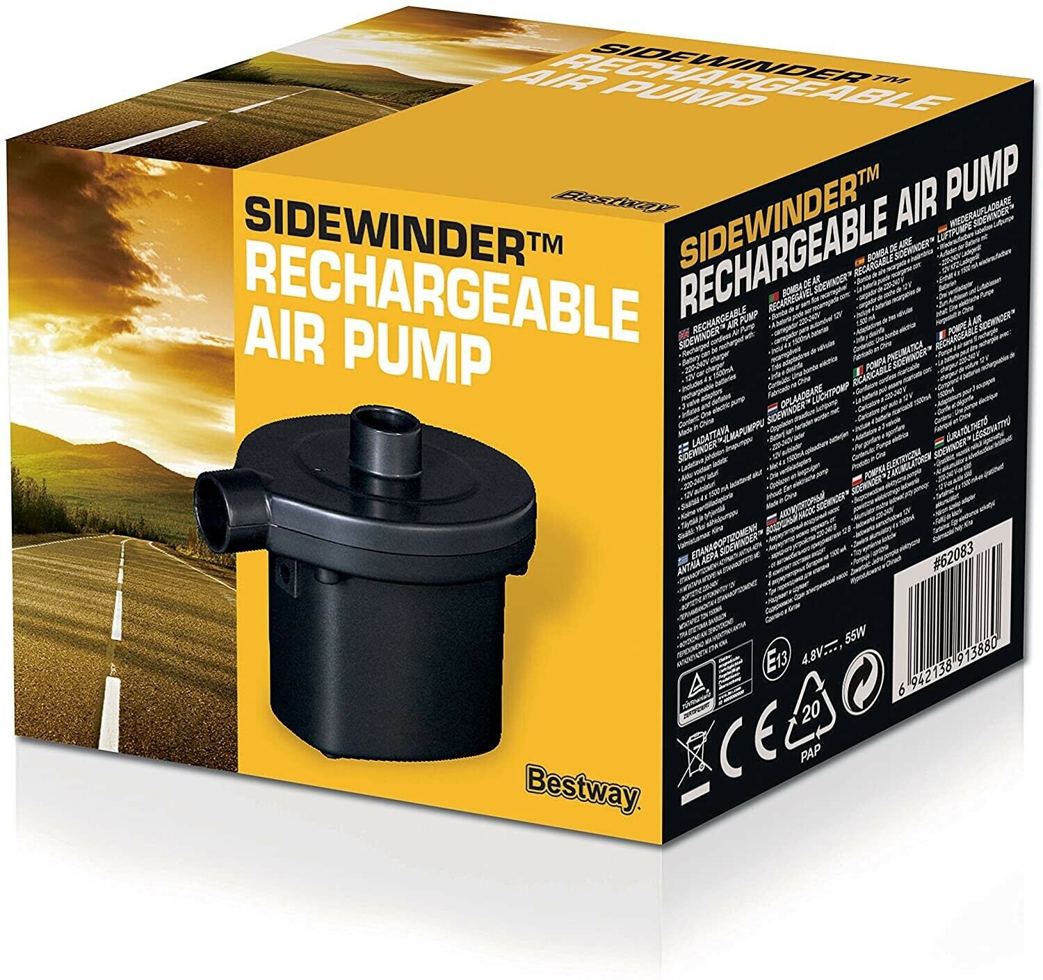 Pompa ricaricabile per gonfiaggio e sgonfiaggio 220 v e 12 v per materassini e piscine gonfiabili