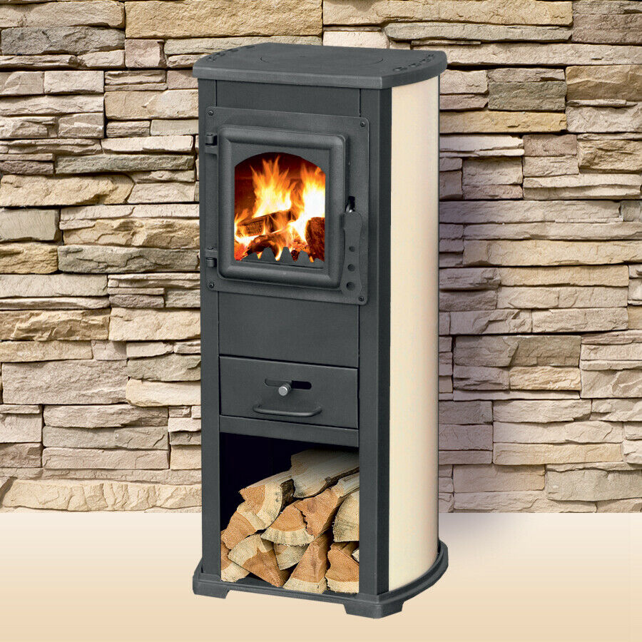 Stufa a legna "Karma" 7 kW in acciaio verniciato caminetto h 89 cm