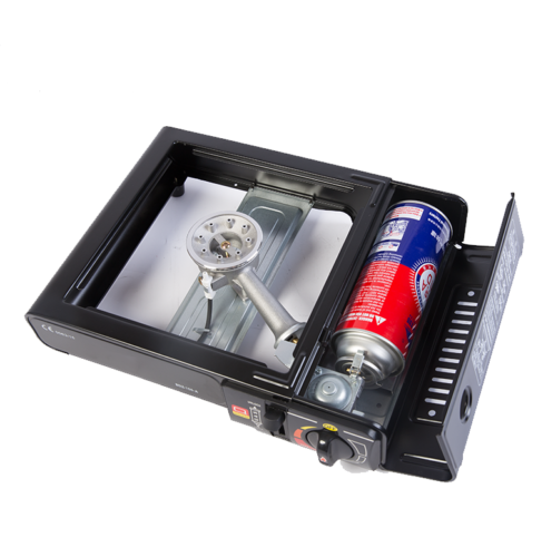 Fornello a gas da campeggio portatile con valigetta 2200 W temperatura regolabile