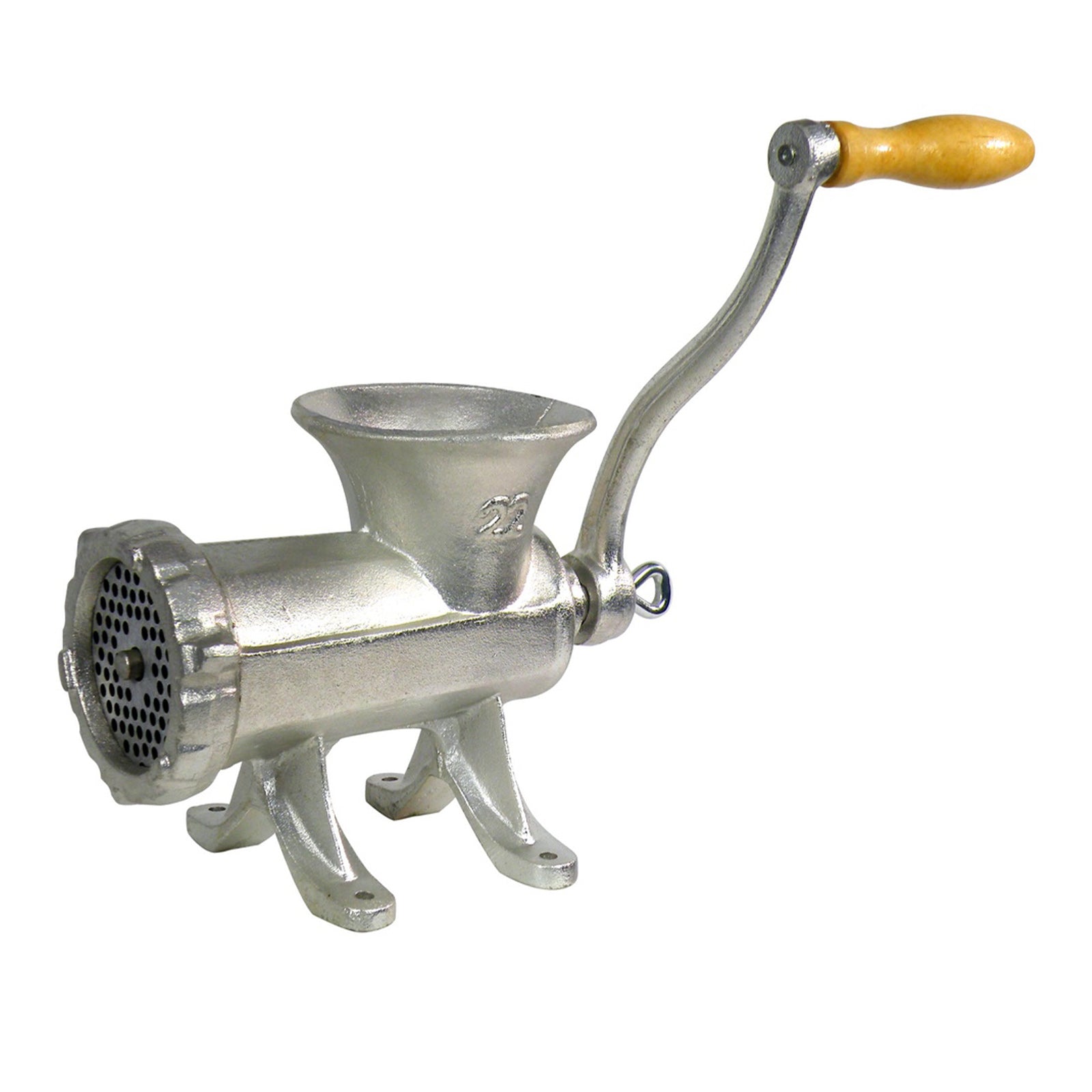 Tritacarne manuale da tavolo "Reber" con manovella in ghisa e pomello in legno