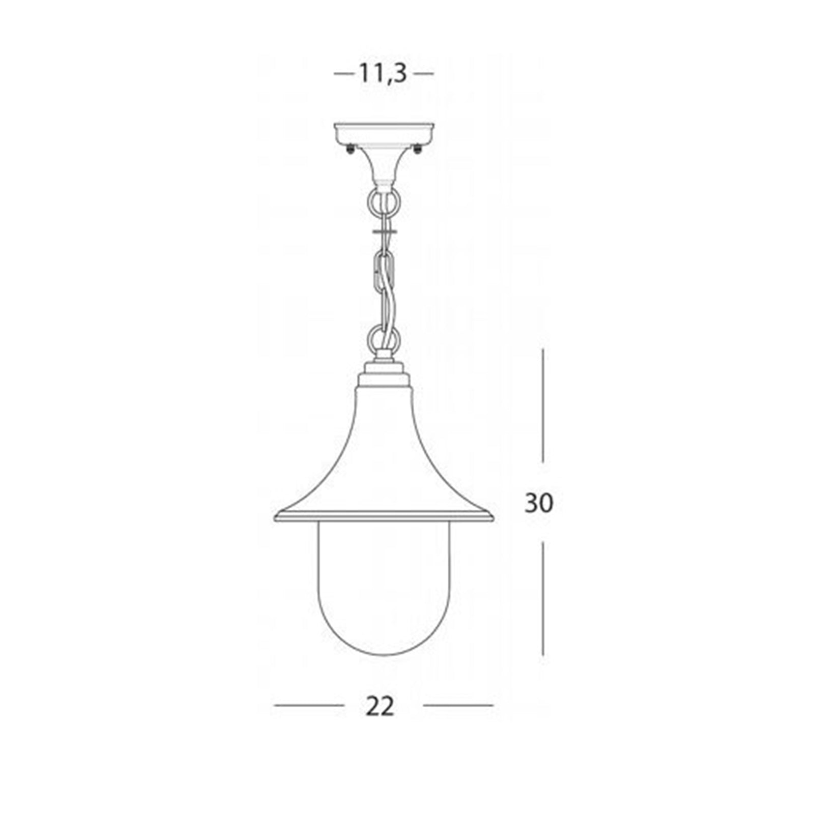 Lanterna con catena "Marine" lampada da esterno in alluminio anticato 60 w