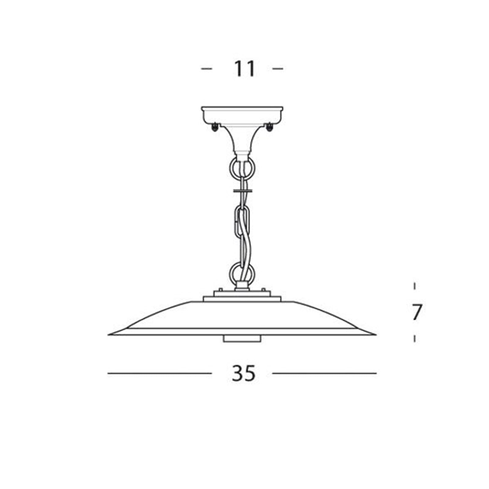Lanterna con catena "Piatto" lampada da esterno in alluminio anticato 25 w