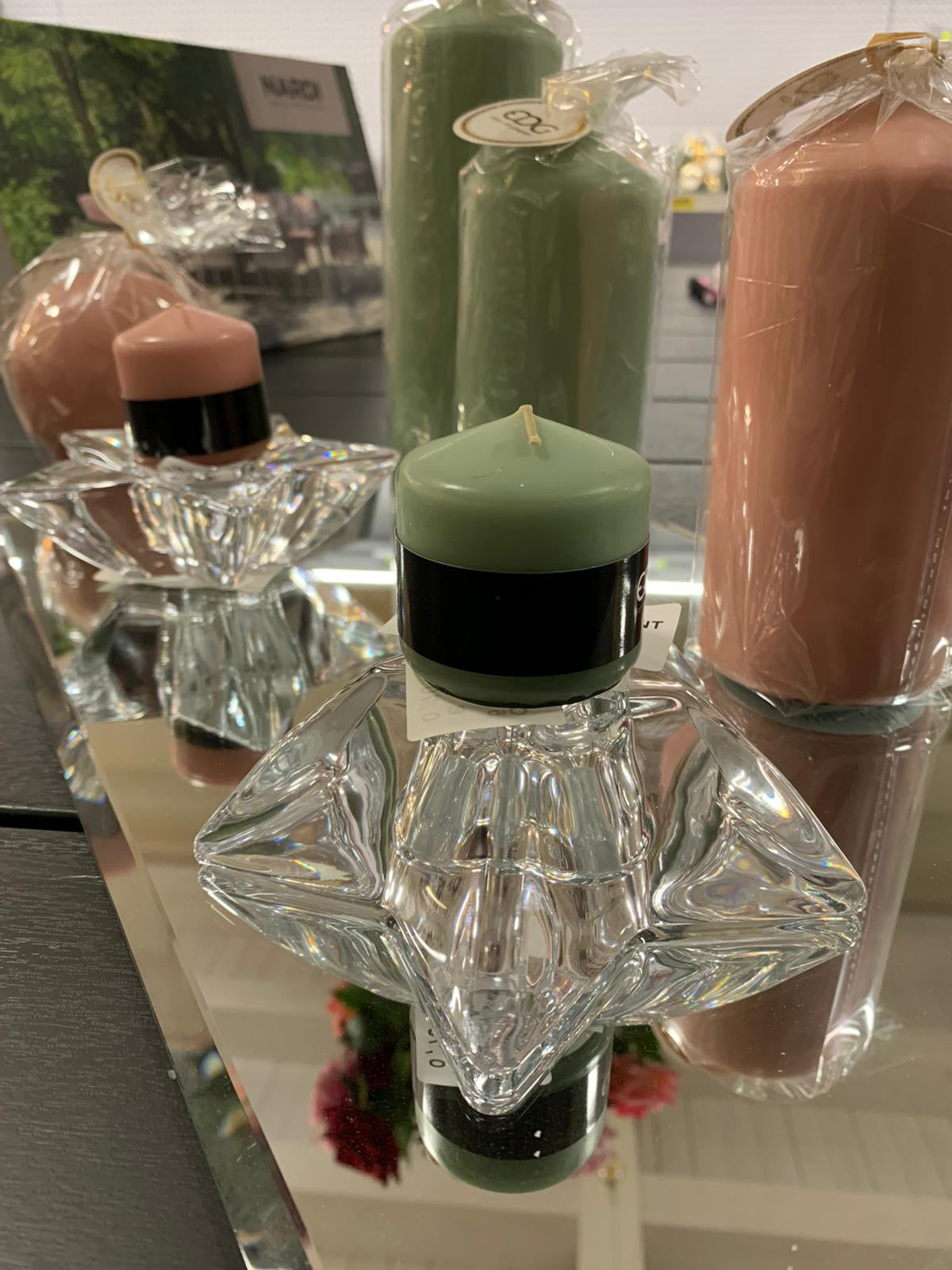 Candela classica cera moccolo decorazione luminosa per ambienti rosa antico