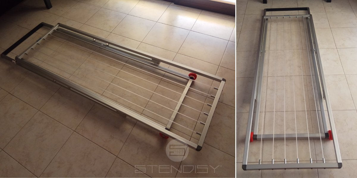 Stendibiancheria Classico con ruote ad altezza regolabile, stendino per balconi in alluminio anodizzato antiruggine