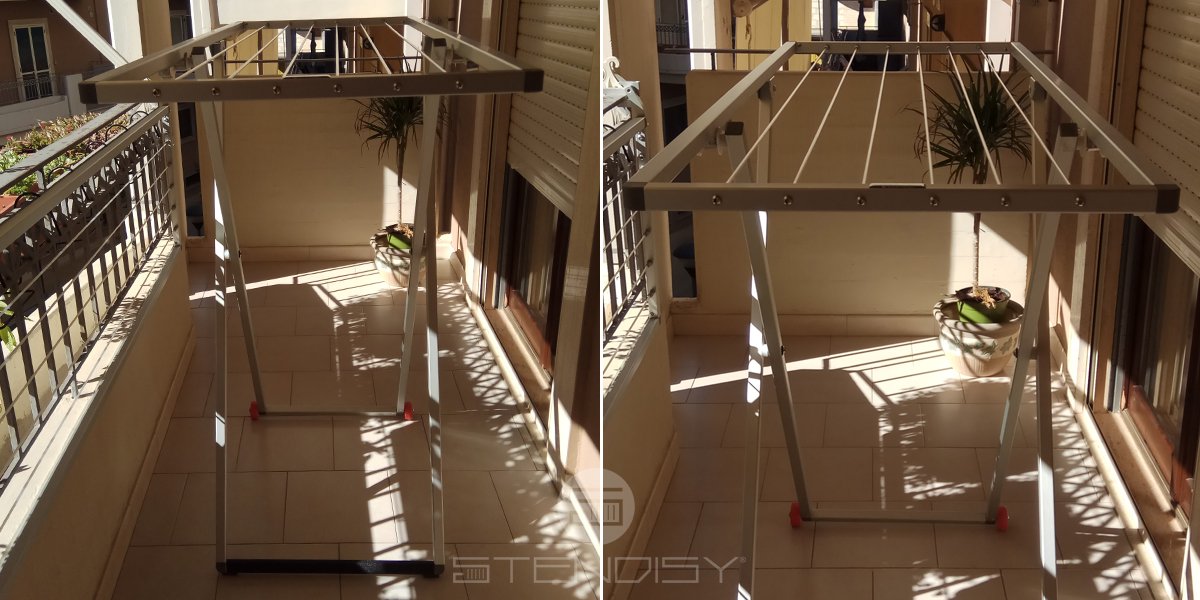 Stendibiancheria Classico con ruote ad altezza regolabile, stendino per balconi in alluminio anodizzato antiruggine