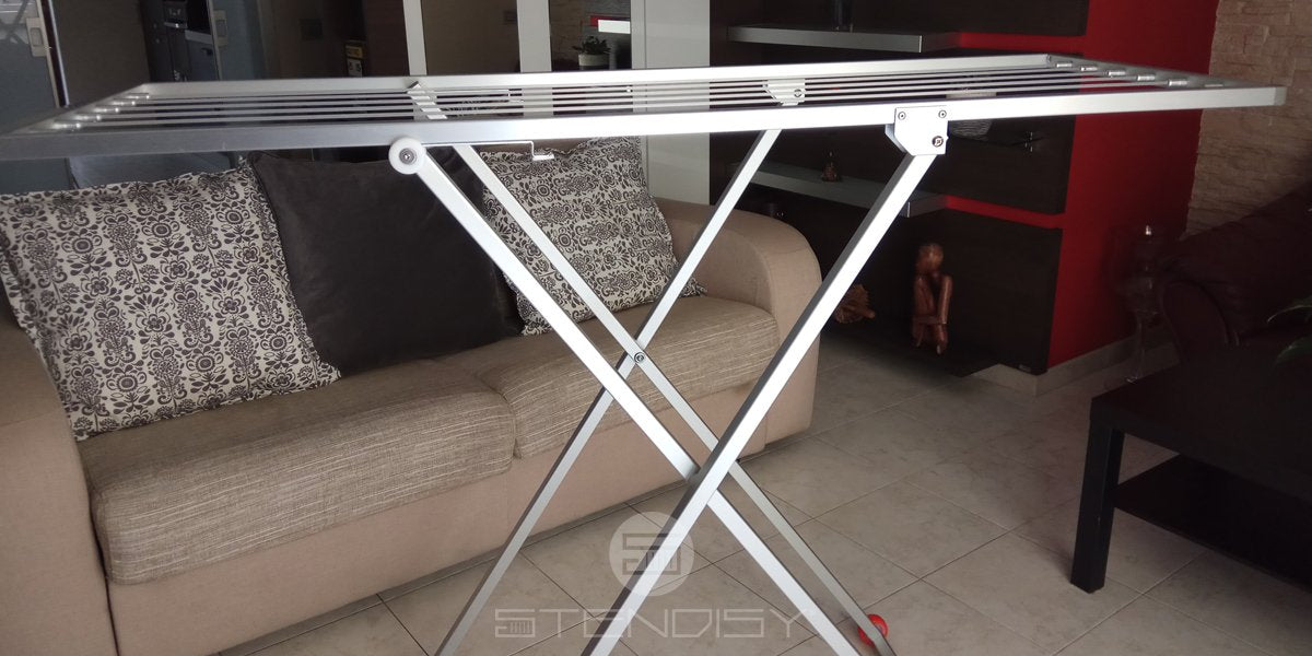 Stendibiancheria Classico con ruote ad altezza regolabile, stendino per balconi in alluminio anodizzato antiruggine