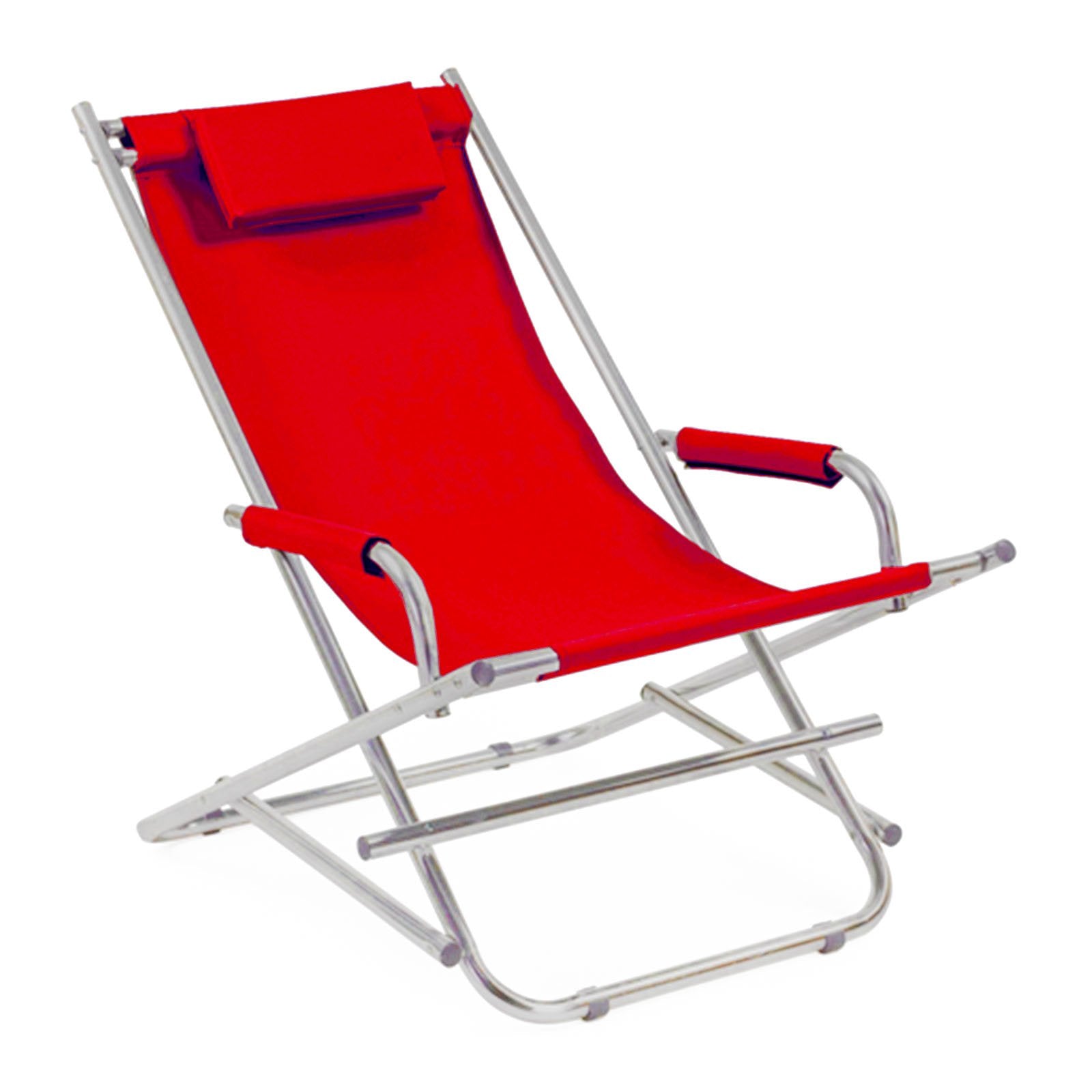 Sdraio in alluminio con cuscino "Bascula", spiaggina prendisole da giardino e mare