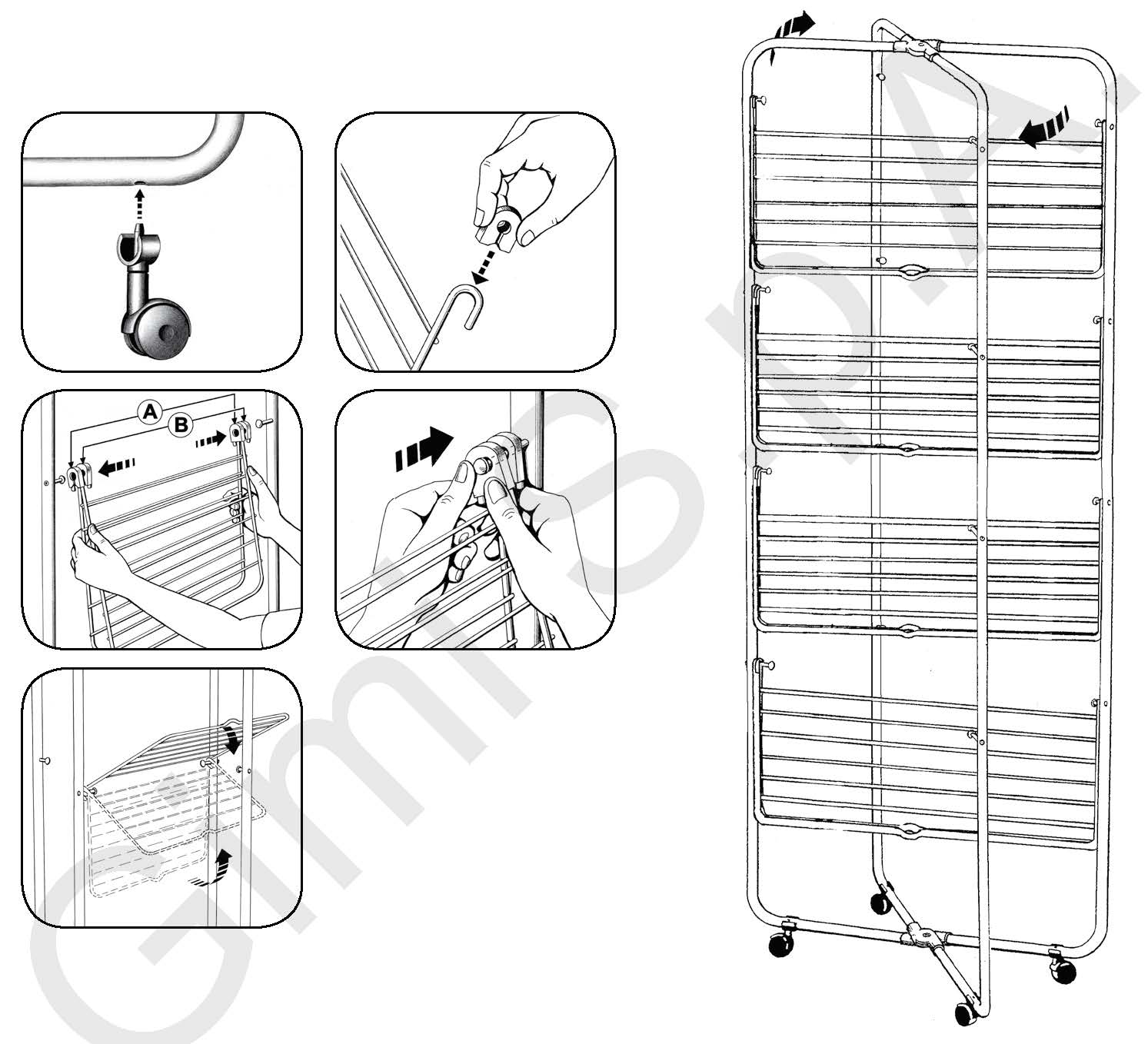 Stendibiancheria Gimi verticale a 4 piani in acciaio "VIP 4" 40 mt con rotelle