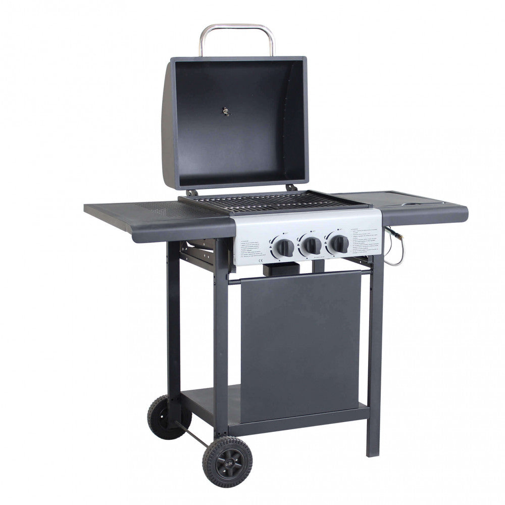 Barbecue bbq a gas con fornello laterale 2 fuochi+1