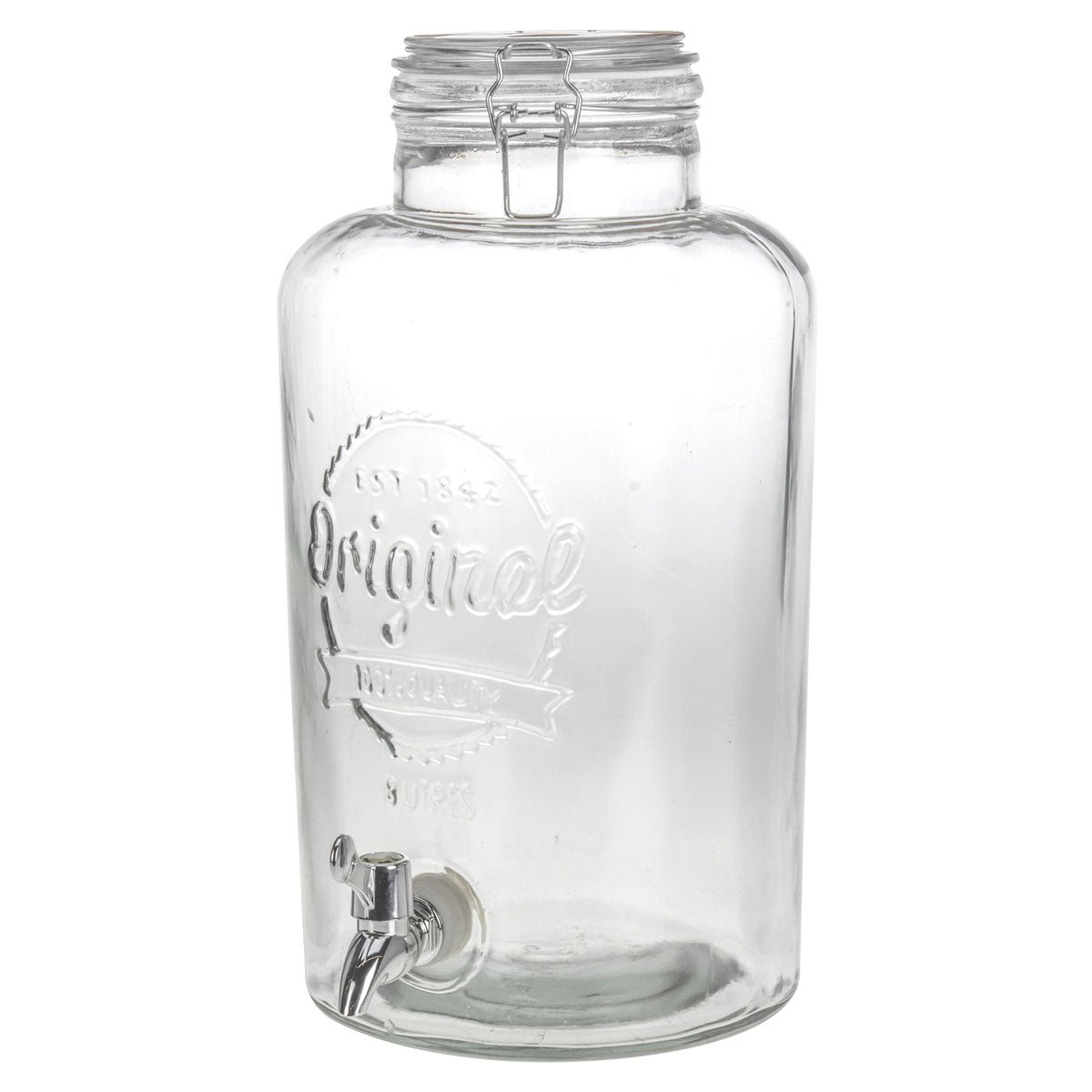 Dispenser Bevande in Vetro da 8L con Rubinetto, Ideale per Feste e Aperitivi