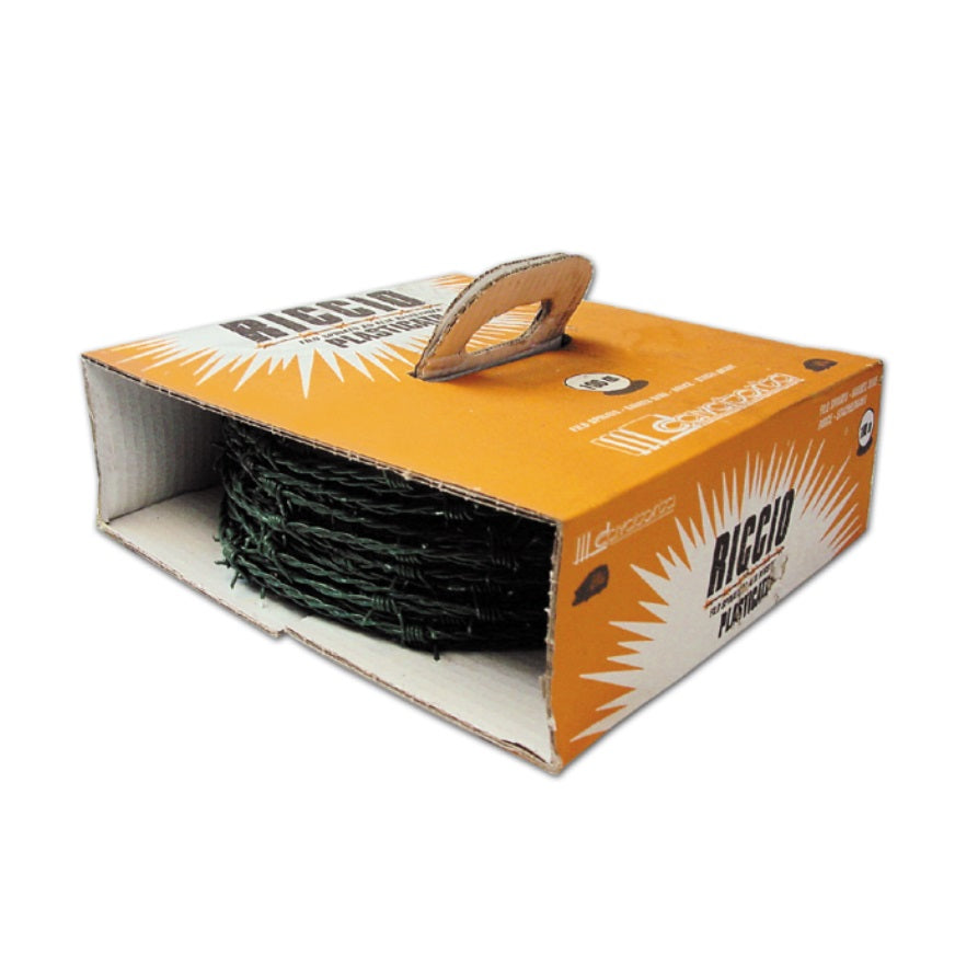 Filo spinato plastificato verde per recinzione metallica dispenser da 100 mt