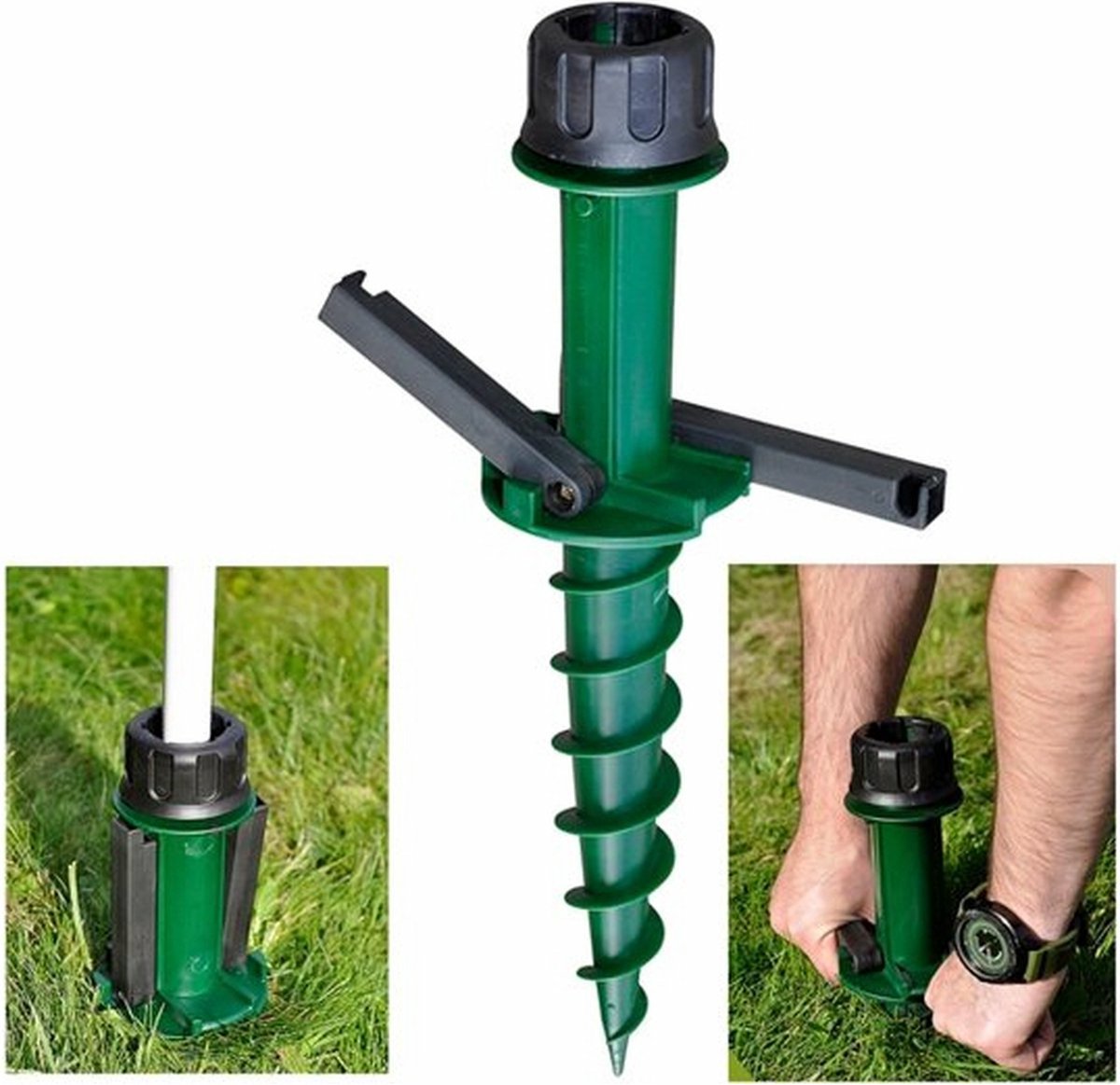 Supporto per ombrelloni da mare con trivella per fissaggio ombrelloni