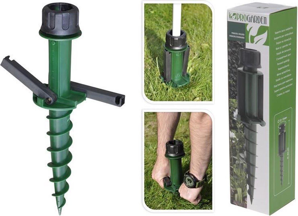 Blome Supporto Reggi Ombrellone Da Spiaggia – Vite Di Fissaggio Con Maniglie – Per Diametro 17-33 Mm – Antivento Per Mare E Giardino