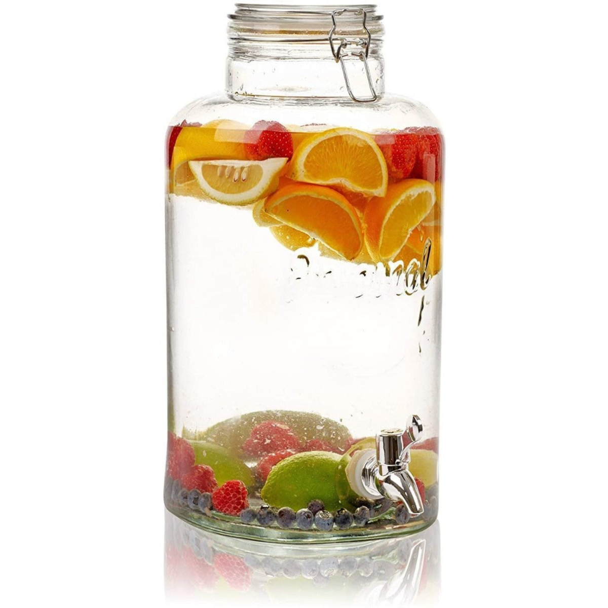 Dispenser Bevande in Vetro da 8L con Rubinetto, Ideale per Feste e Aperitivi