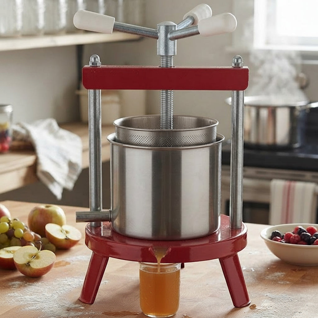 Torchietto premitutto in Acciaio inox, adatto come pressa per liquore, frutta ed olive
