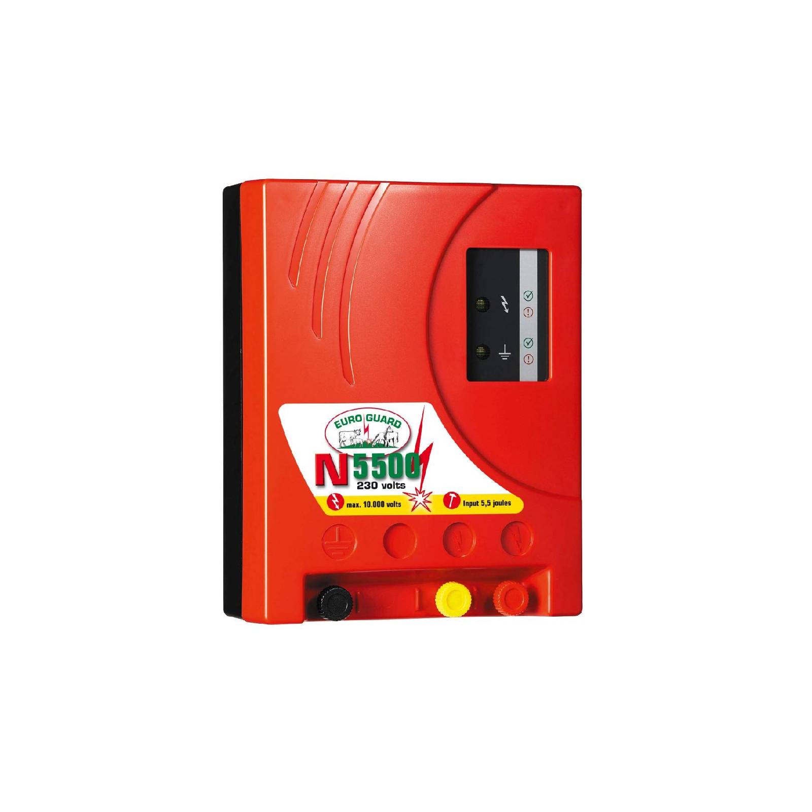 Elettrificatore "Euroguard N5500" a corrente con tensione fino a 90 km e alloggiamento di plastica antisfondamento