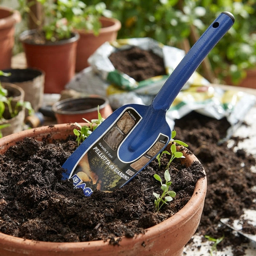 Sessola da giardino in metallo verniciato bucciato