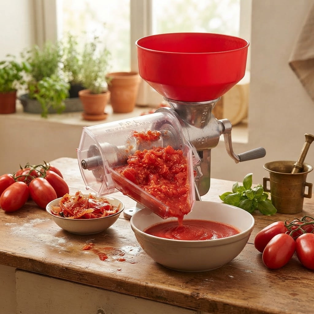 Imbuto di ricambio in plastica resistente per spremipomodoro con diametro di Ø 60 mm