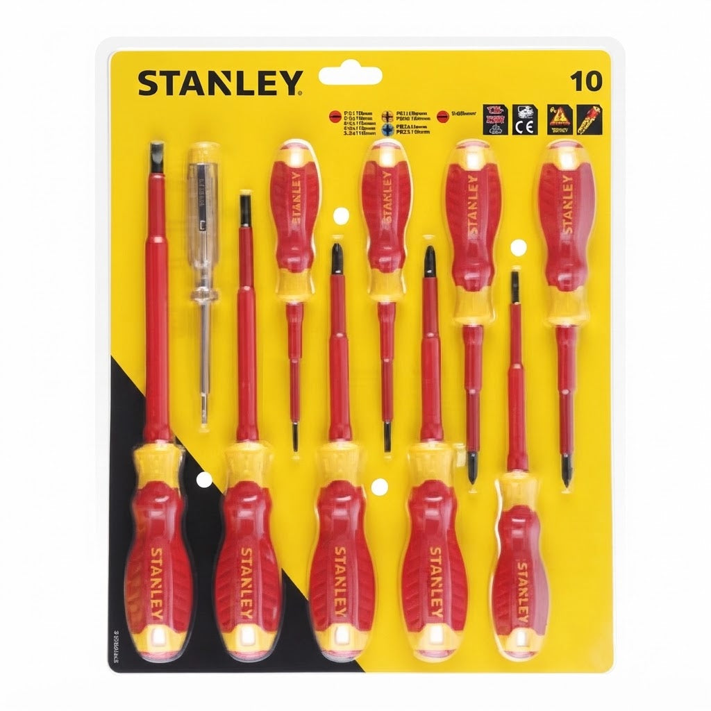 Cacciaviti "STHT60032-0" isolati con impugnatura bimateriale set da 10 pezzi