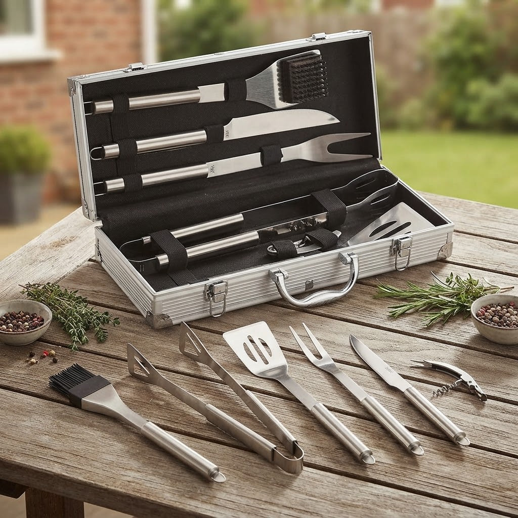 Set di accessori per barbecue Ompagrill kit per BBQ e brace con valigetta