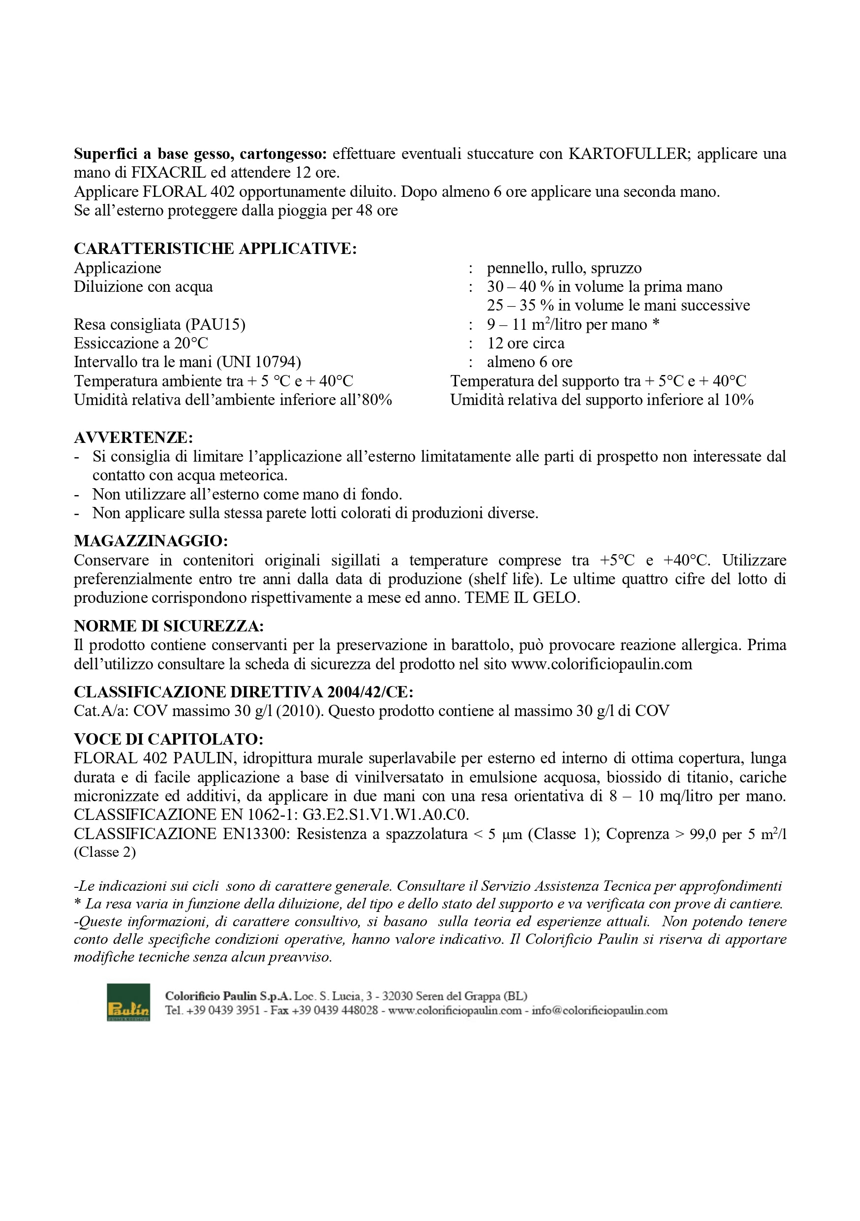 Idropittura superlavabile ad alta copertura per interni floral 402