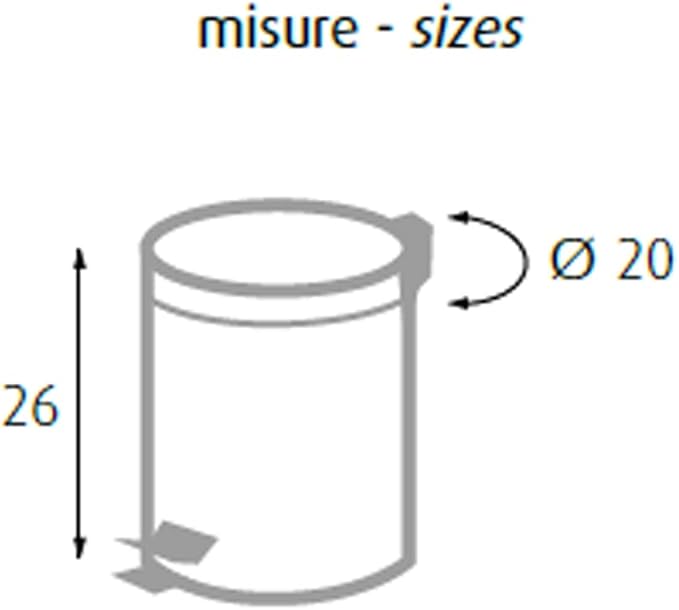 Pattumiera tonda in acciaio inox con pedale e cestello interno removibile