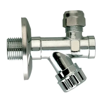 Rubinetto sottolavabo a snodo con filtro e chiusura a leva, completo di rosone