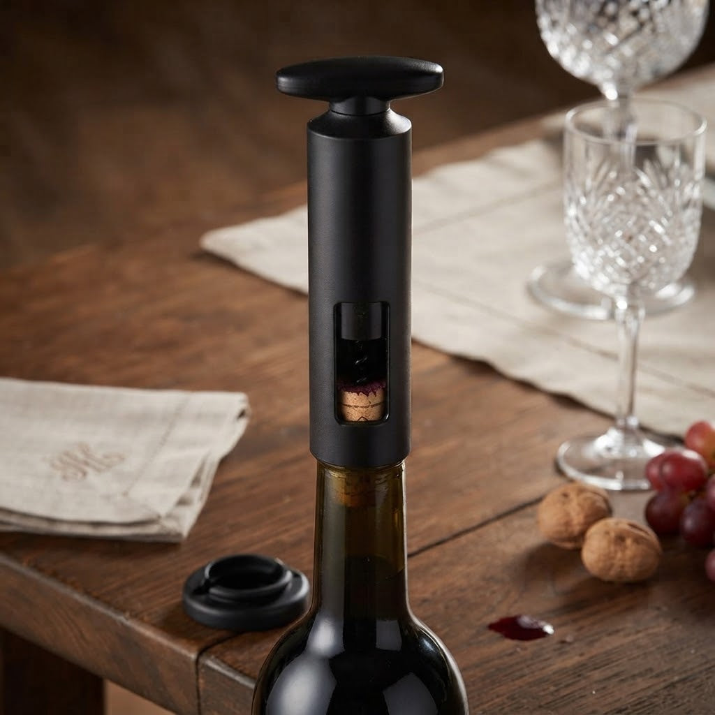 Set cavatappi con tagliacapsule colore nero