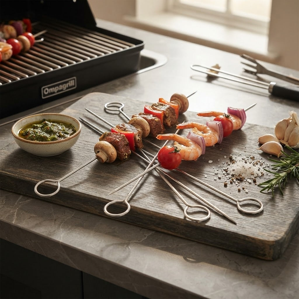 Set di spiedini in acciaio Inox "Presto" per carne pesce e gamberi