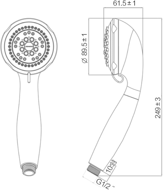 Doccetta linea "grey" anticalcare in ABS cromato
