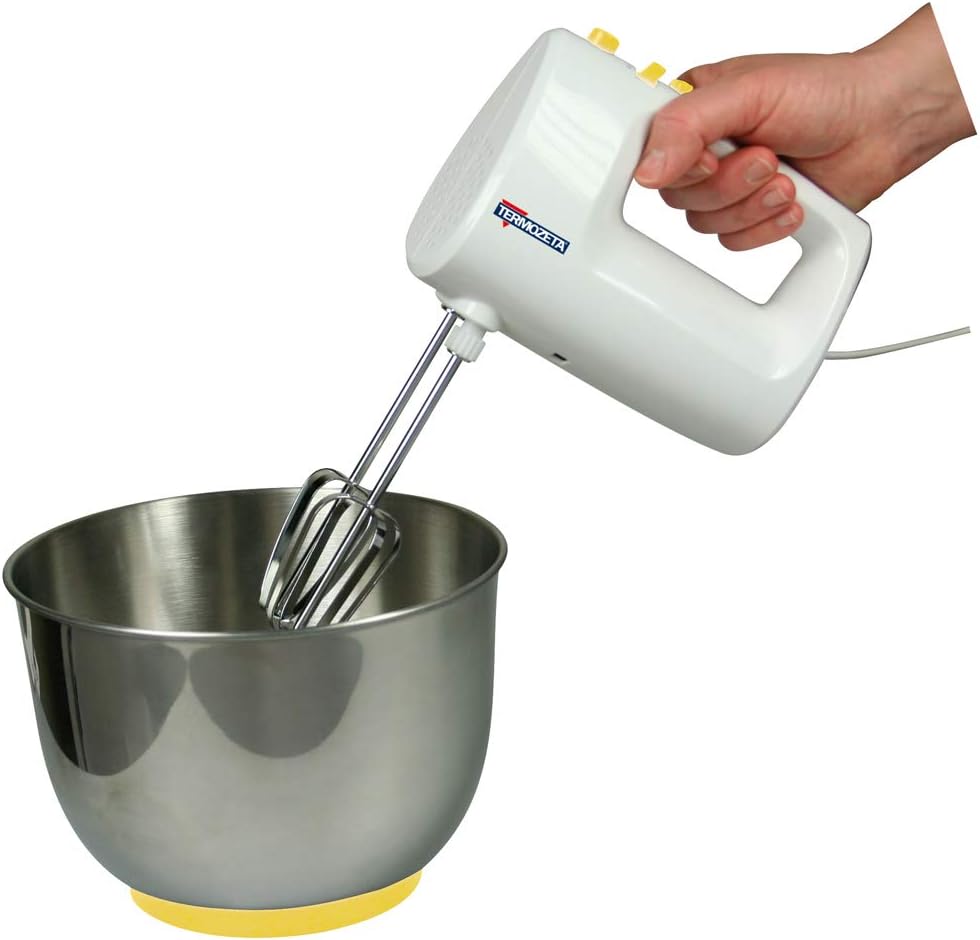 Impastatore sbattitore in acciaio inox con 2 fruste ad anello, da 3 litri
