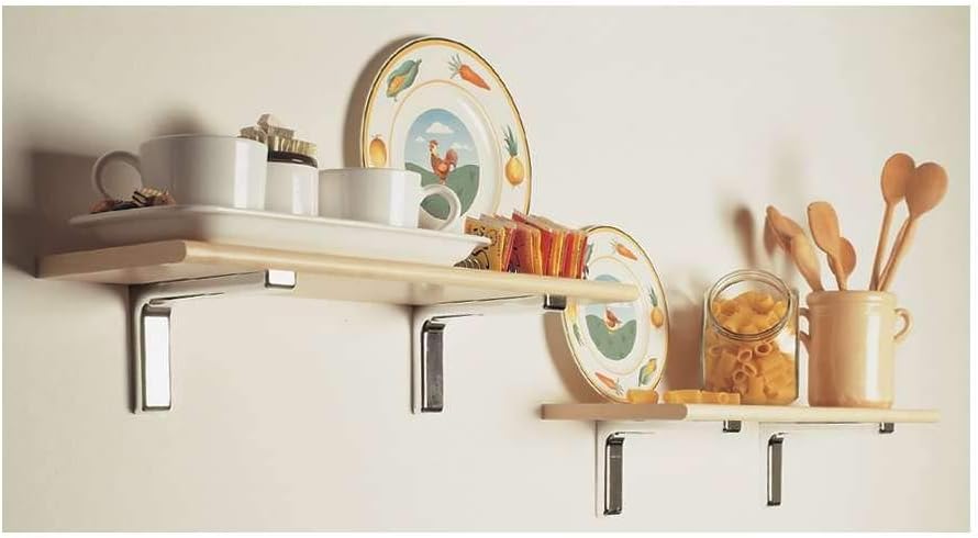 Reggi mensola per arredo in acciaio con copertura in plastica, kit con viti e tasselli
