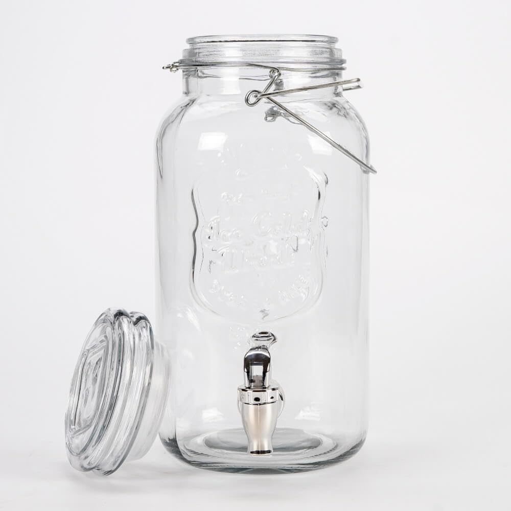 Caraffa in vetro porta bevande con rubinetto e tappo ermetico, da 4 lt
