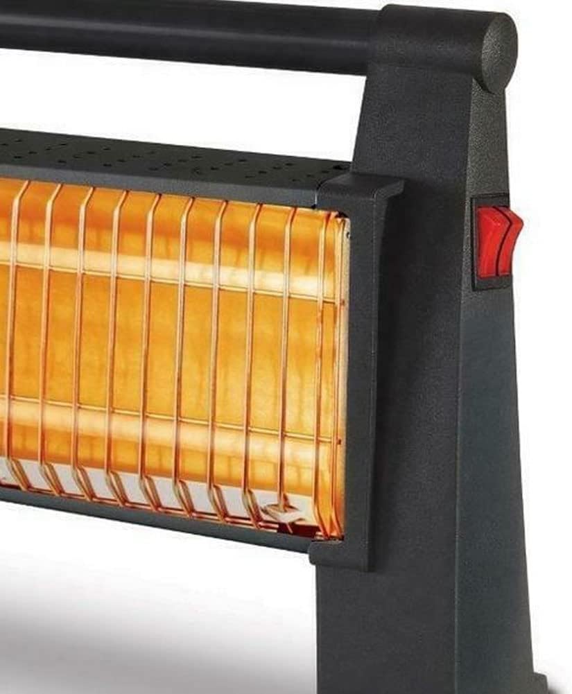 Stufa al quarzo da pavimento con maniglia e griglia frontale di protezione