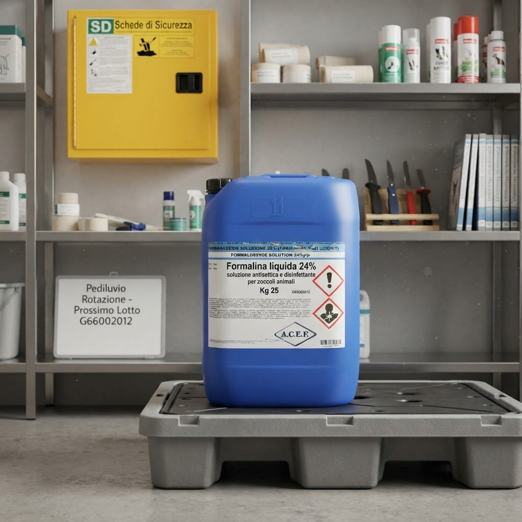 Formalina liquida 24 % soluzione antisettica e disinfettante per zoccoli animali Kg 25