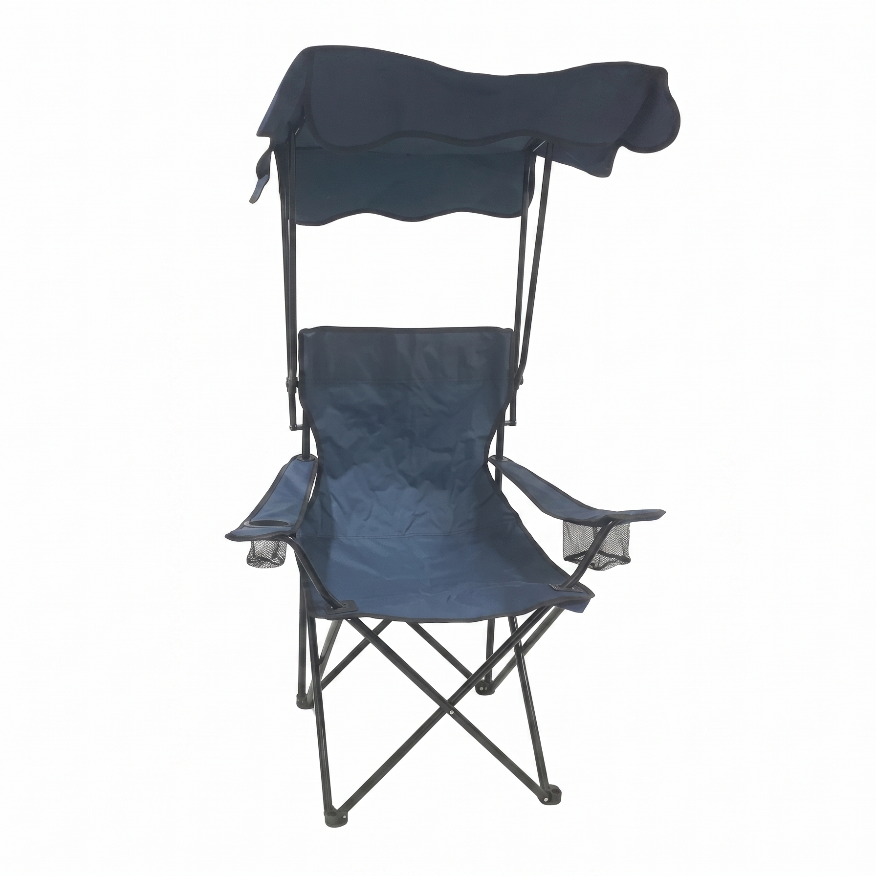 Sedia pieghevole con parasole, tessuto color blu da camping