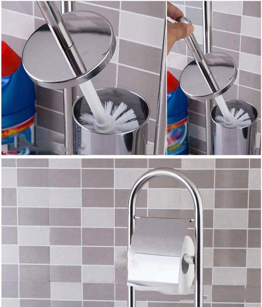 Piantana multifunzione con porta carta igienica e scopino integrato