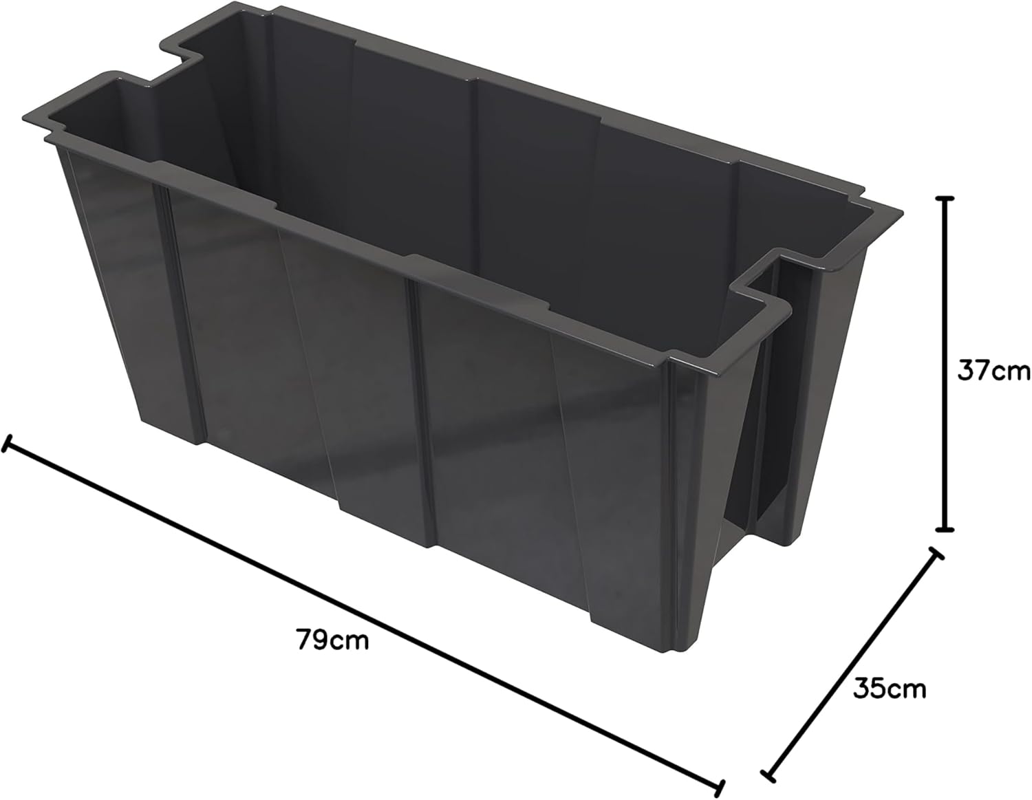 Vaso rettangolare per interno fioriera colore antracite, capacità 63 litri