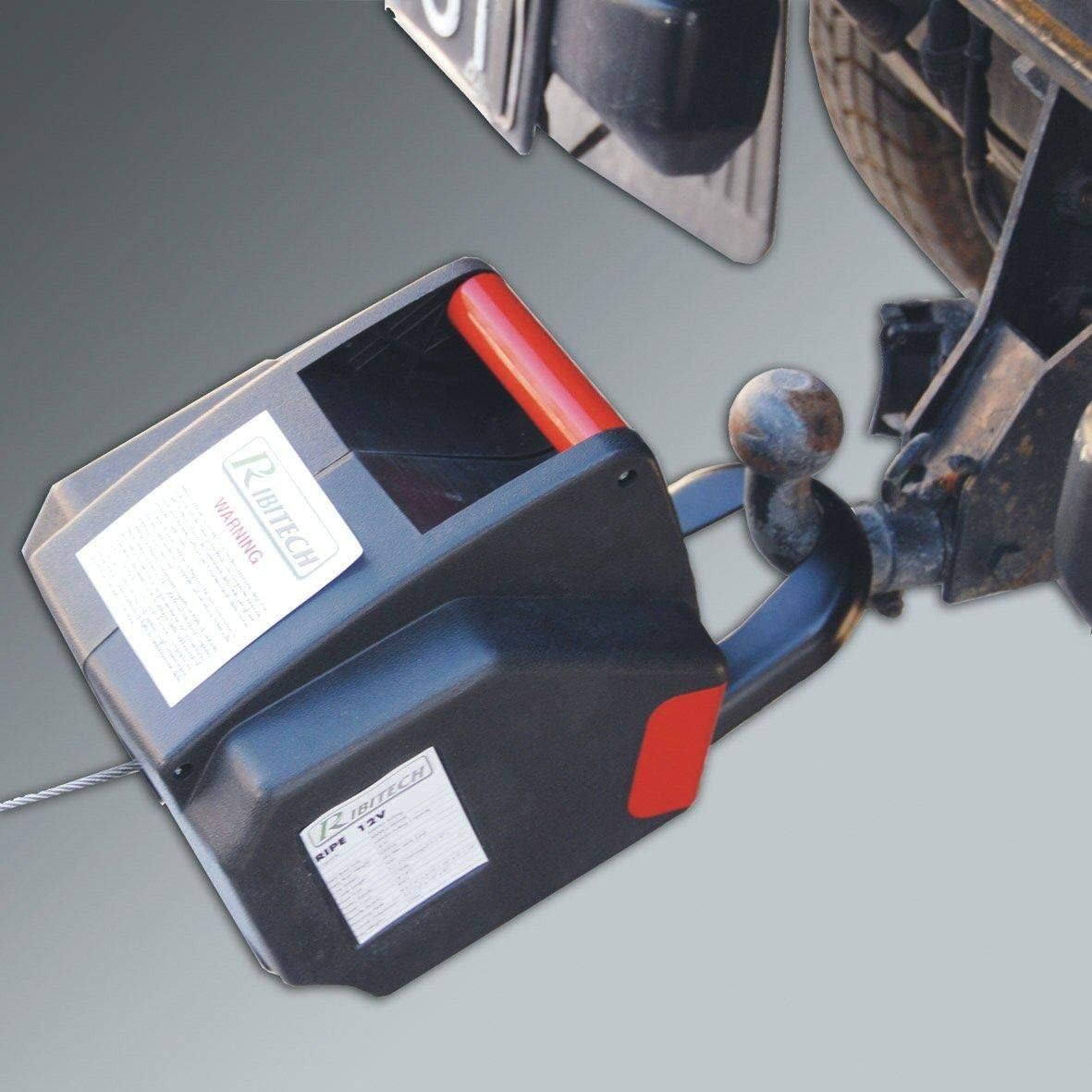 Verricello elettrico da 300 W con carrucola e fune in acciaio compreso di kit di installazione per rimorchio