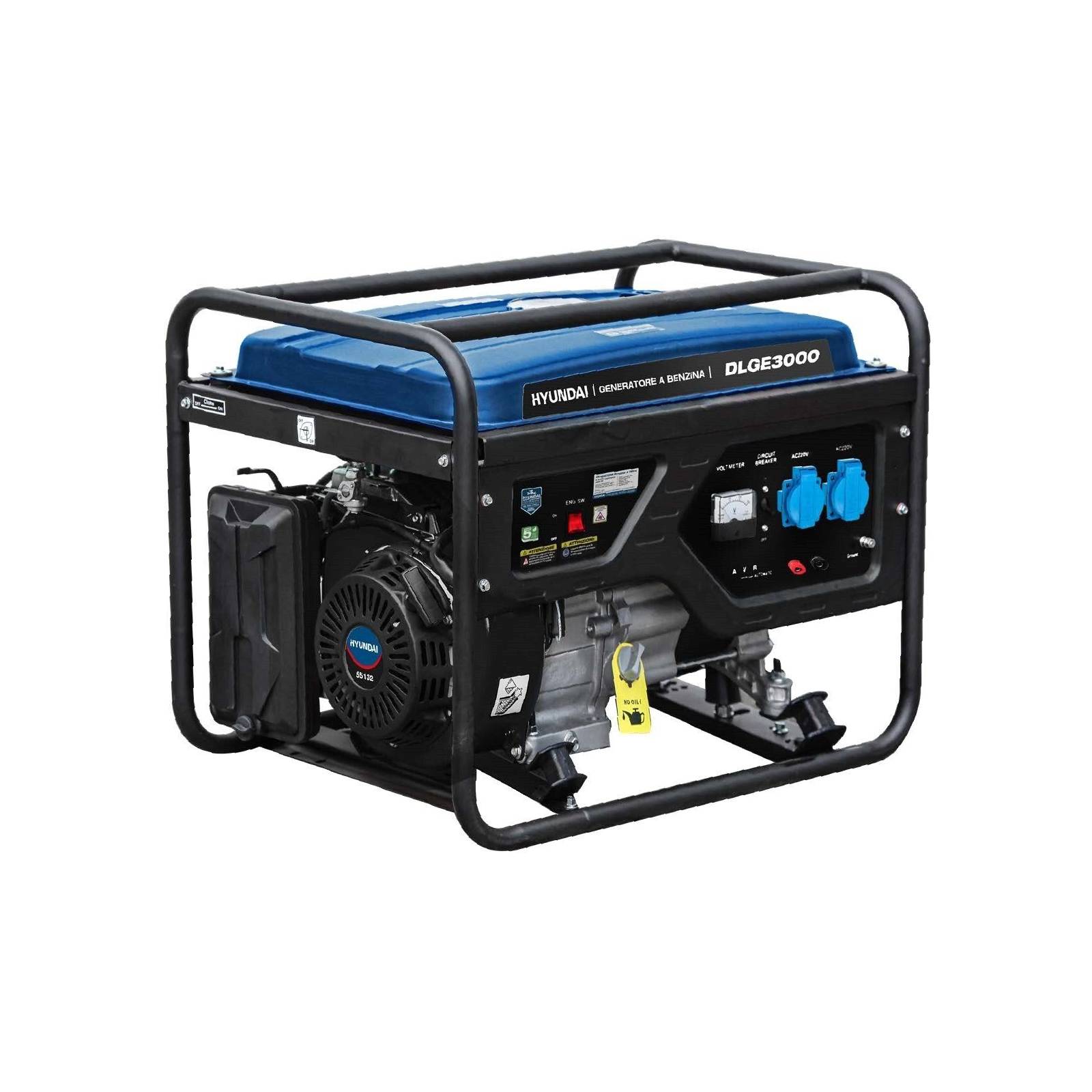 Generatore "65132" motore a 4 tempi monofase con funzionamento a benzina e avviamento manuale 2,8 KW Hp 7,0