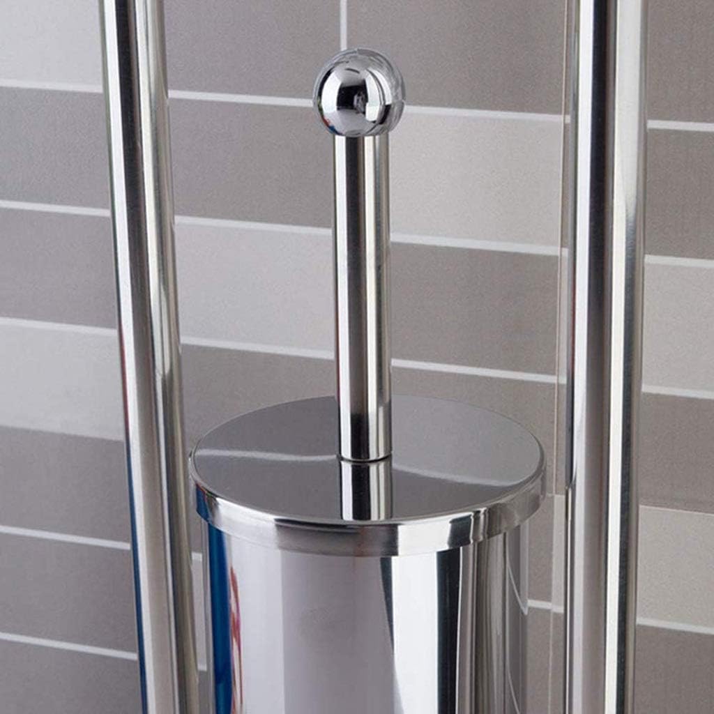 Piantana multifunzione in acciaio inox con porta carta igienica e scopino