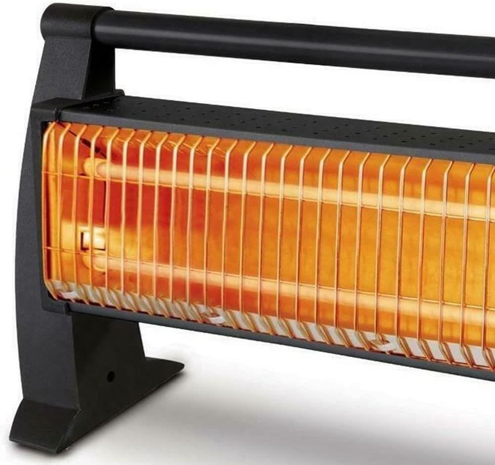 Stufa al quarzo da pavimento con maniglia e griglia frontale di protezione